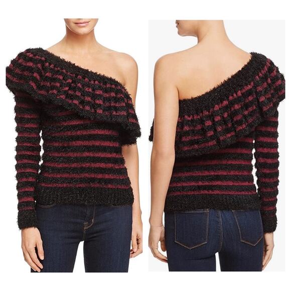 WAYF - NWT Johnie Ruffled Off Shoulder Sweater - Picture 1 of 9